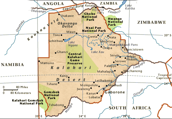 Carte Botswana