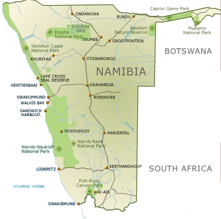 Carte Namibie