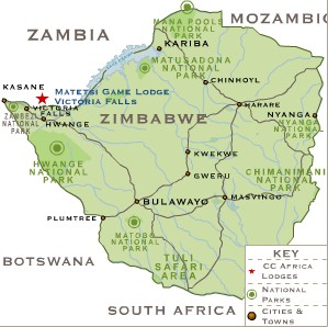 zimbabwe carte touristique